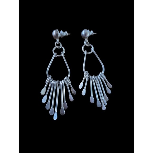 Unbranded Jewelry - Antiqued Silver Fringue Earrings Modern Paddle Dangle Earrings